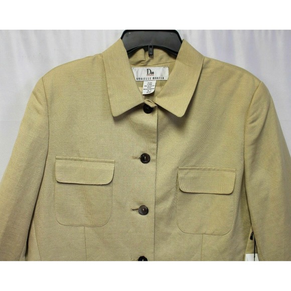 NWT Danielle Martin Women 12 Blazer Jacket Long Sleeve Work Linen Beige Lining - Picture 3 of 9